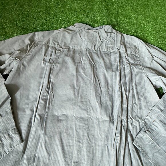 Fuse Roll-Up Sleeve Button Up Striped Gray Lightweight Casual Shirt Tall Size XL - Picture 11 of 12